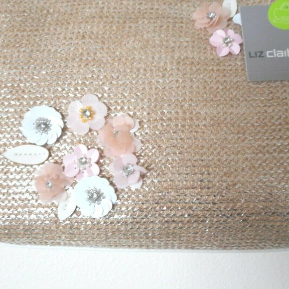 LIZ CLAIBORNE Floral Silver / Gold Handbag Tote - Picture 5 of 5